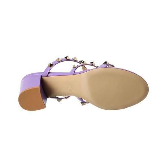 Valentino Rockstud Caged 60 Leather Sandal, Purple - Picture 4 of 5
